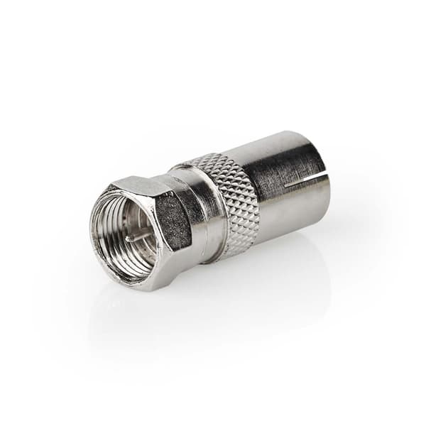 Satelliitti- ja antenni-sovitin | F uros | IEC (Coax) Naaras | Niklattu | 75 Ohm | Suora | Metalli | Hopea | 1 kpl | Laatikko