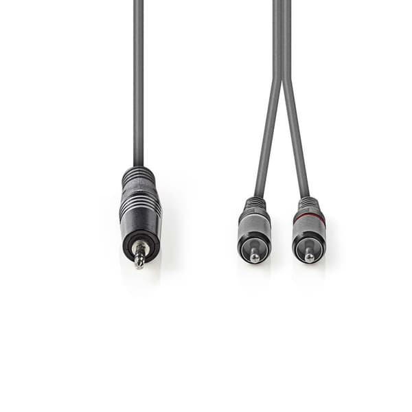 Stereoljudkabel | 3.5 mm Hane | 2x RCA Hane | Nickelplaterad | 3.00 m | Rund | Mörkgrå | Kartonghylsa