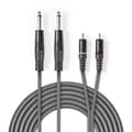 Pikkukuva 1 / 3: Stereoäänikaapeli | 2x 6.35 mm uros | 2x RCA uros | Niklattu | 1.50 m | Pyöreä | Tummanharmaa | Pahvikotelo