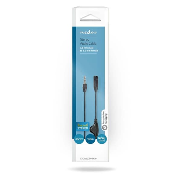 Stereo lydkabel | 3.5 mm Han | 3.5 mm Hun | Nikkel belagt | 1.00 m | Rund | Boks