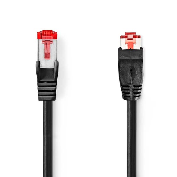 Kat 6 kabel | RJ45 Han | RJ45 Han | SF/UTP | 3.00 m | Runde | LSZH | Sort | Plastikpose