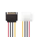 Miniatyrbilde 1 av 3: Intern Strømkabel | SATA 15-Pin Han | Molex Hun | Gull belagt | 0.15 m | Rund | PVC | Flerfarget | Konvolutt