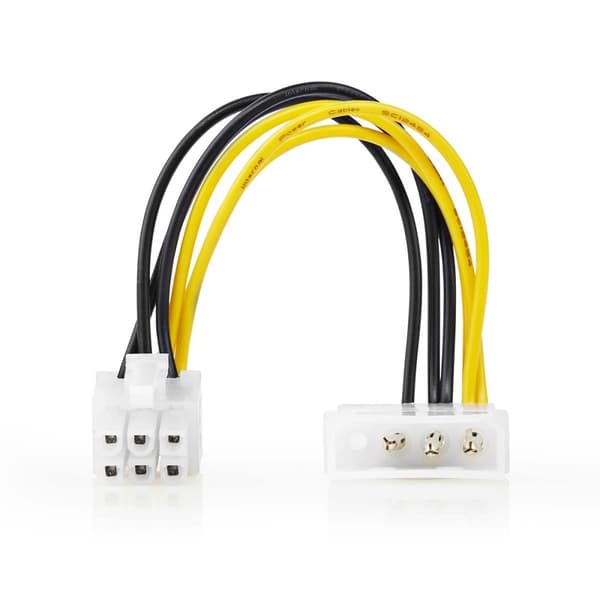 Intern Strømkabel | Molex Han | PCI Express Han | Gull belagt | 0.20 m | Rund | PVC | Gul / Sort | Konvolutt