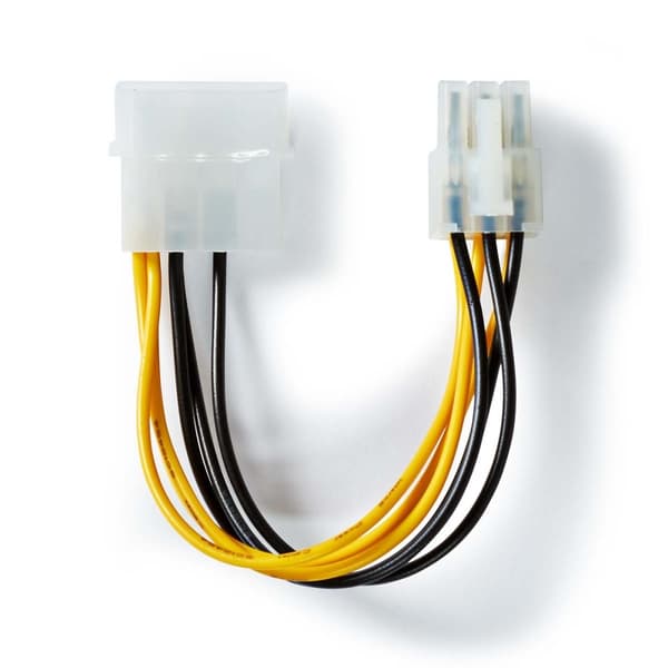 Intern Strømkabel | Molex Han | PCI Express Han | Gull belagt | 0.20 m | Rund | PVC | Gul / Sort | Konvolutt