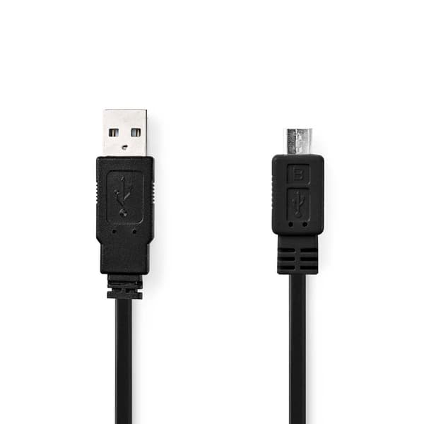 USB-kabel | USB 2.0 | USB-A Hane | USB Micro-B Hane | 480 Mbps | Nickelplaterad | 1.00 m | Platt | PVC | Svart | Kuvert