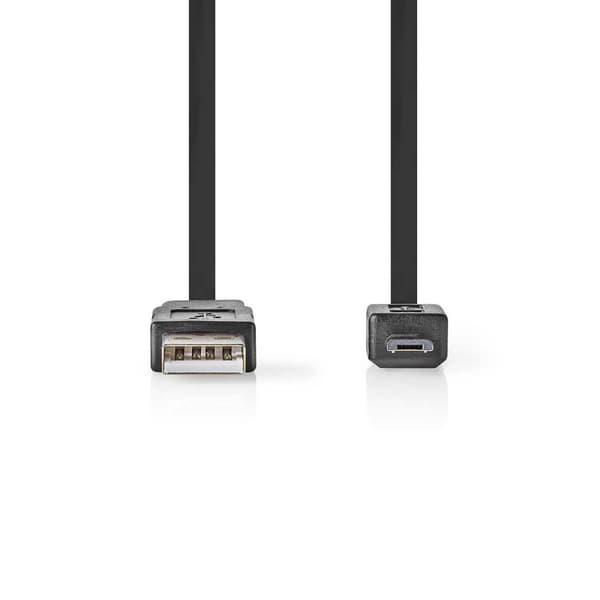 USB-kabel | USB 2.0 | USB-A Hane | USB Micro-B Hane | 480 Mbps | Nickelplaterad | 1.00 m | Platt | PVC | Svart | Plastpåse