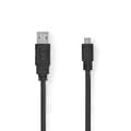 Miniatyrbild 1 av 3: USB-kabel | USB 2.0 | USB-A Hane | USB Micro-B Hane | 480 Mbps | Nickelplaterad | 1.00 m | Platt | PVC | Svart | Plastpåse