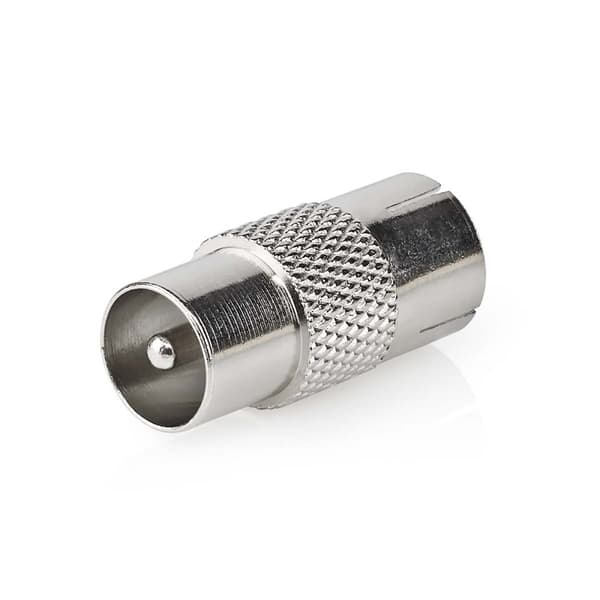 Satellit & Antenne adapter | IEC (Coax) Han | IEC (Coax) Hun | Nikkelplateret | 75 Ohm | Lige | Metal | Sølv | 1 stk. | Konvolut