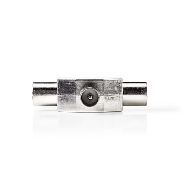 Satellit & Antenne adapter | IEC (Coax) Han | 2x Coax Hun | Nikkelplateret | 75 Ohm | T-Splitter | Metal | Sølv | 1 stk. | Konvolut