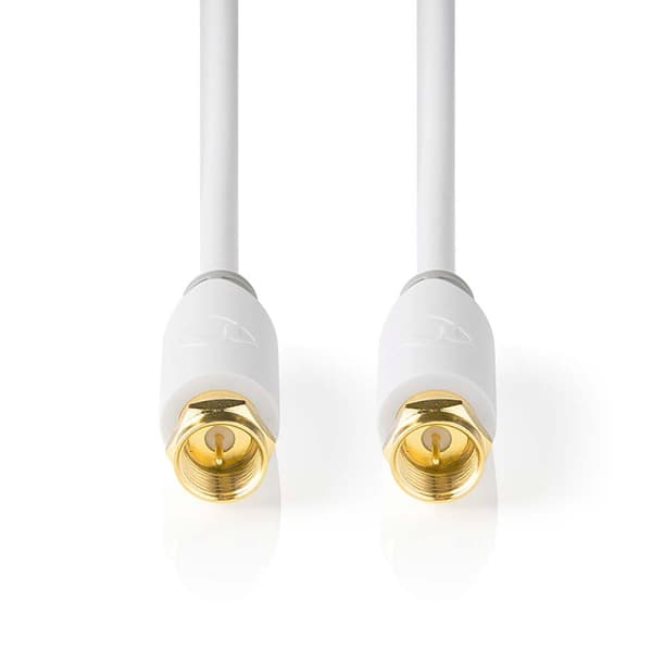 Satellite & Antenn kabel | F Hane | F Hane | Guldplaterad | 75 Ohm | Enskaligt skydd | 2.00 m | Rund | PVC | Vit | Låda
