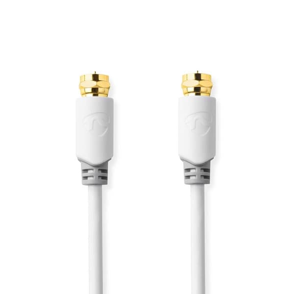 Satellite & Antenn kabel | F Hane | F Hane | Guldplaterad | 75 Ohm | Enskaligt skydd | 2.00 m | Rund | PVC | Vit | Låda