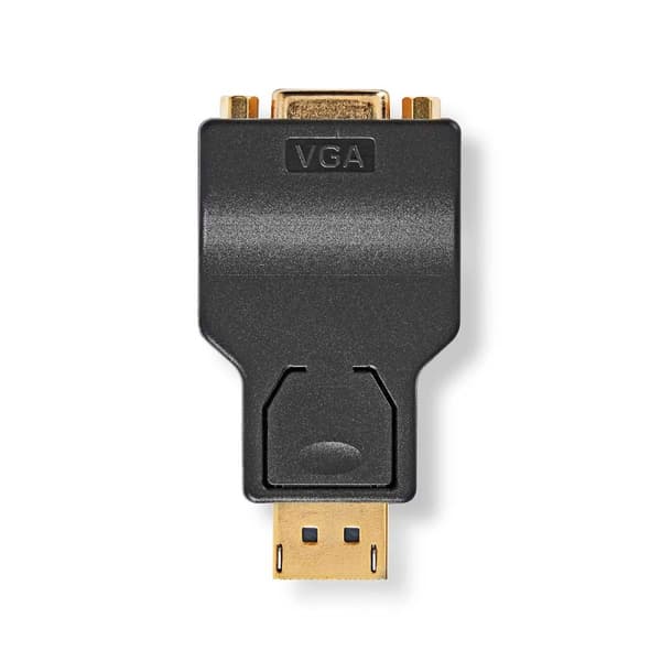 DisplayPort adapter | DisplayPort Han | VGA Hun | 1080p | Guldplateret | Lige | Runde | ABS | Antracit | Box