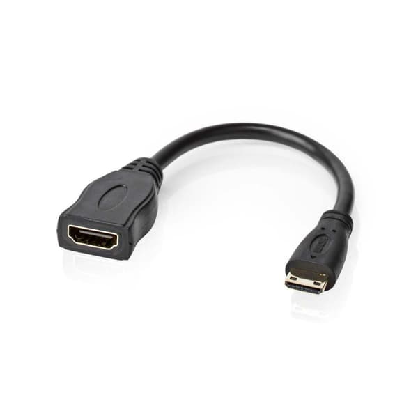 High Speed ​​HDMI ™ kabel med Ethernet | HDMI ™ minikontakt | HDMI™ Output | 4K@30Hz | 10.2 Gbps | 0.20 m | Rund | PVC | Sort | Plastpose