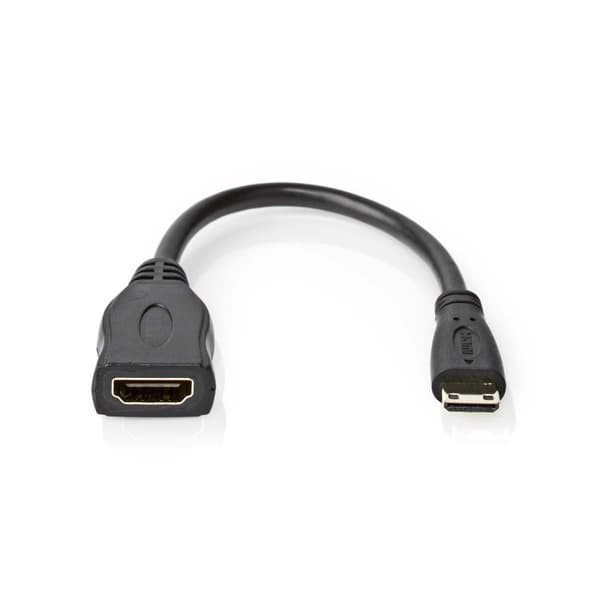 High Speed ​​HDMI ™ kabel med Ethernet | HDMI ™ minikontakt | HDMI™ Output | 4K@30Hz | 10.2 Gbps | 0.20 m | Rund | PVC | Sort | Plastpose