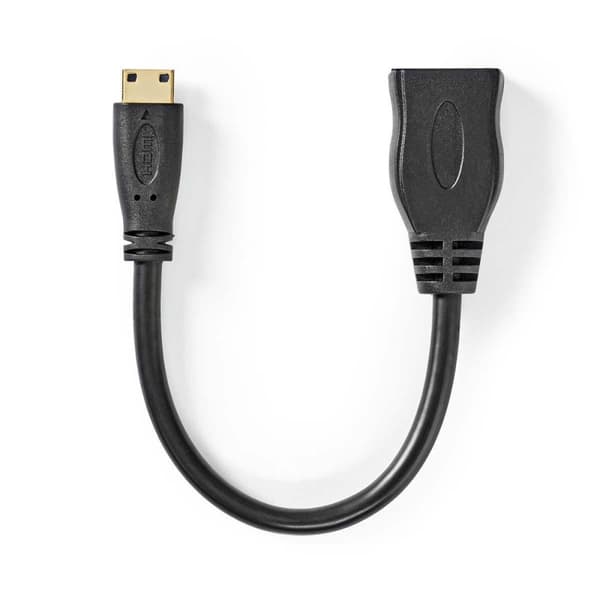 High Speed ​​HDMI ™ kabel med Ethernet | HDMI ™ minikontakt | HDMI™ Output | 4K@30Hz | 10.2 Gbps | 0.20 m | Rund | PVC | Sort | Plastpose