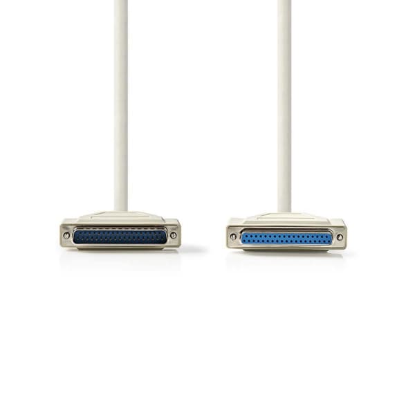 Seriel kabel | D-SUB 25-Pin Han | D-SUB 25-Pin Hun | Nikkelplateret | 5.00 m | Runde | PVC | Elfenben | Plastikpose
