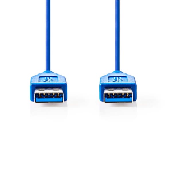 USB-kabel | USB 3.2 Gen 1 | USB-A Han | USB-A Han | 5 Gbps | Nikkelplateret | 2.00 m | Runde | PVC | Blå | Konvolut