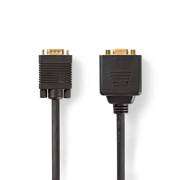 VGA-kabel | VGA Hane | 2x VGA hona | Guldplaterad | Maximal upplösning: 1280x768 | 0.20 m | Rund | ABS | Svart | Plastpåse