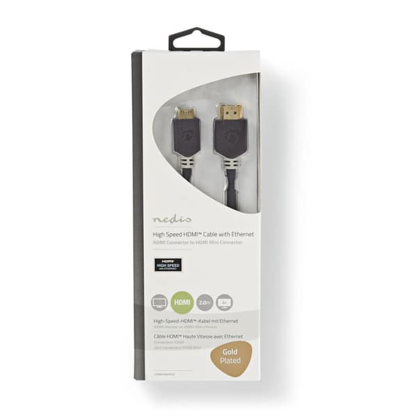 High Speed ​​HDMI ™ Kaapeli Ethernet | HDMI™ liitin | HDMI™ Mini | 4K@60Hz | 18 Gbps | 2.00 m | Pyöreä | PVC | Antrasiitti | Ikkunallinen laatikko