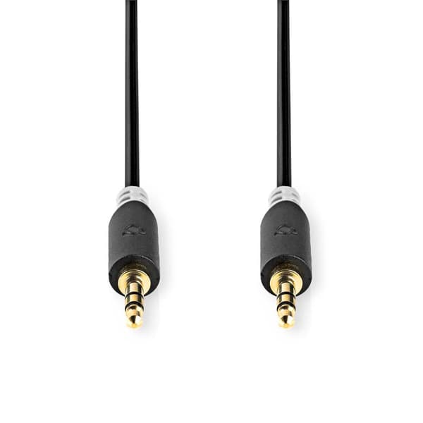 Stereo Audio kabel | 3.5 mm Hanstik | 3.5 mm Hanstik | Guldplateret | 1.00 m | Runde | Antracit | Box