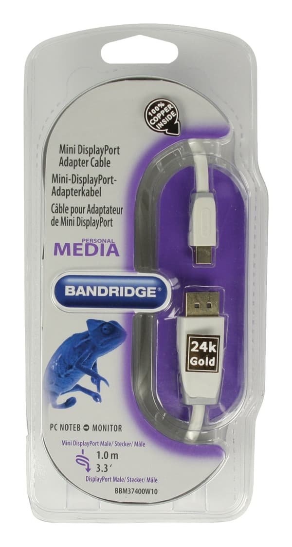 Mini Displayport-Kabel Mini DisplayPort-hane - DisplayPort hane 1.00 m Vit