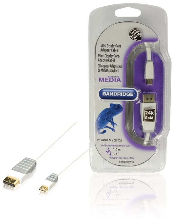 Mini Displayport-Kabel Mini DisplayPort-hane - DisplayPort hane 1.00 m Vit