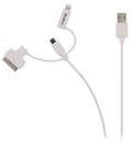 Miniatyrbild 1 av 2: 3-i-1 Synk och Laddningskabel USB A hane - Micro B-hane 1.00 m Vit