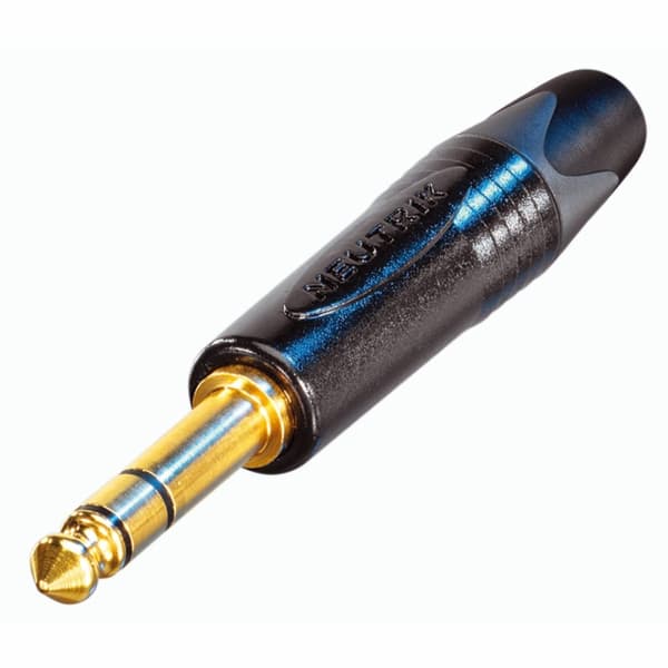 3-benet 1/4" professionelt jackstik, guldkontakter, sort hus