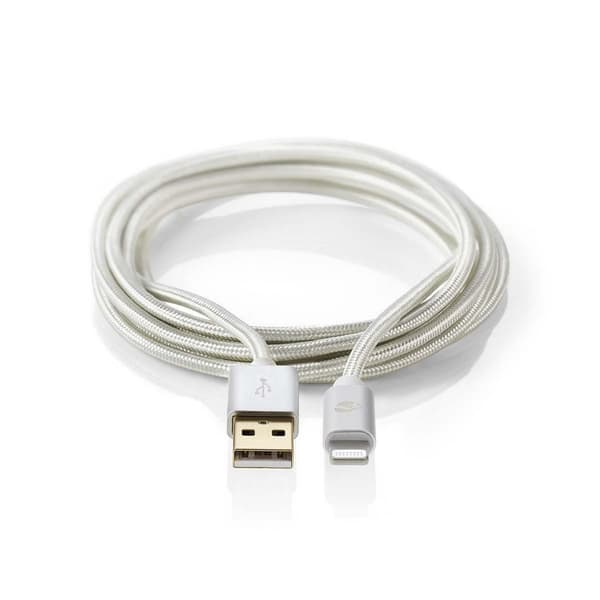 Lightning Kabel | USB 2.0 | Apple Lightning, 8-stifts | USB-A Hane | 480 Mbps | Guldplaterad | 1.00 m | Rund | Flätad / Nylon | Aluminium | Kartong me