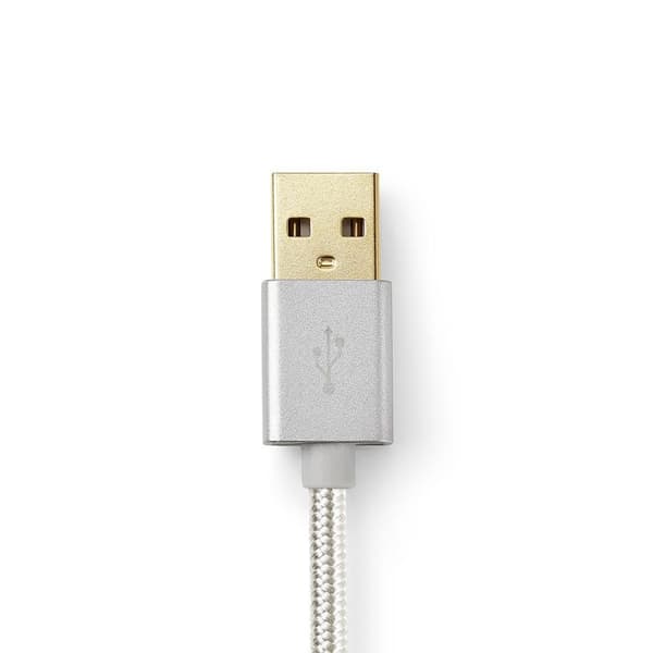 Lightning Kabel | USB 2.0 | Apple Lightning, 8-stifts | USB-A Hane | 480 Mbps | Guldplaterad | 1.00 m | Rund | Flätad / Nylon | Aluminium | Kartong me