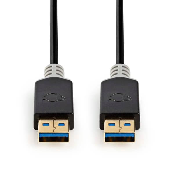 USB-kabel | USB 3.2 Gen 1 | USB-A Hane | USB-A Hane | 5 Gbps | Guldplaterad | 2.00 m | Rund | PVC | Antracit | Låda