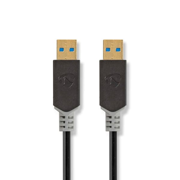 USB-kabel | USB 3.2 Gen 1 | USB-A Hane | USB-A Hane | 5 Gbps | Guldplaterad | 2.00 m | Rund | PVC | Antracit | Låda