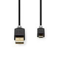Miniatyrbild 2 av 3: USB-kabel | USB 2.0 | USB-A Hane | USB Micro-B Hane | 480 Mbps | Guldplaterad | 2.00 m | Rund | PVC | Antracit | Låda