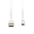 Miniatyrbild 2 av 3: USB-kabel | USB 2.0 | USB-A Hane | USB Micro-B Hane | 480 Mbps | Guldplaterad | 1.00 m | Platt | PVC | Vit | Kartong med fönster