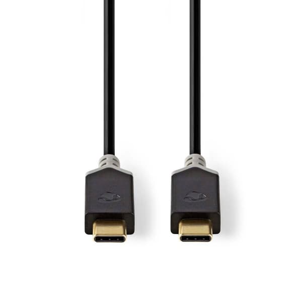 USB-kabel | USB 3.2 Gen 1 | USB-C™ Hane | USB-C™ Hane | 60 W | 4K@60Hz | 5 Gbps | Nickelplaterad | 1.00 m | Rund | PVC | Antracit | Kartong med fönste