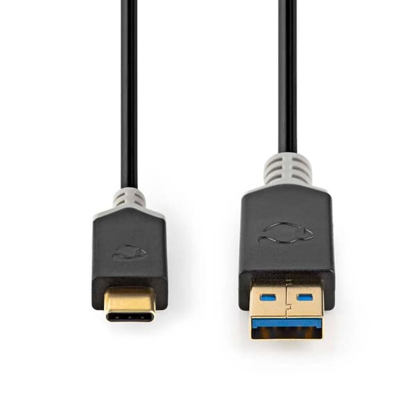 USB-kabel | USB 3.2 Gen 1 | USB-A Hane | USB-C™ Hane | 60 W | 5 Gbps | Guldplaterad | 1.00 m | Rund | PVC | Antracit | Kartong med fönster