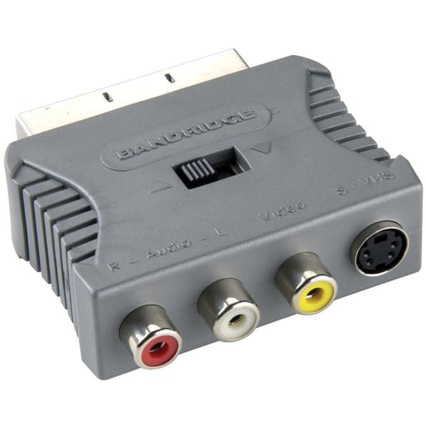 SCART Sovitin SCART Uros - S-Video-Naaras + 3x RCA Naaras Harmaa