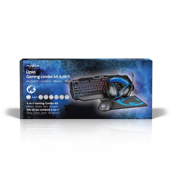Gaming Combo Kit | 4-i-1 | Tangentbord, headset, mus och musmatta | Blå / Svart | QWERTY | IT Layout