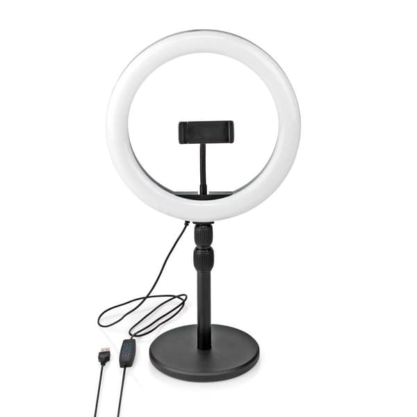 Rengasvalo | 10 inch | 120 LED's | 2700 - 6700 K | Työpöytä | Musta