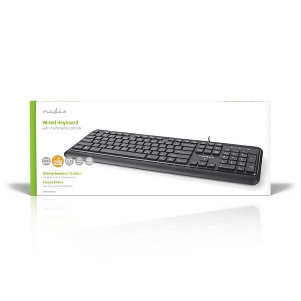 Langallinen Näppäimistö | USB-A | Multimedia | QWERTY | Yhdysvaltain Näppäinasettelu | Numeerinen näppäimistö