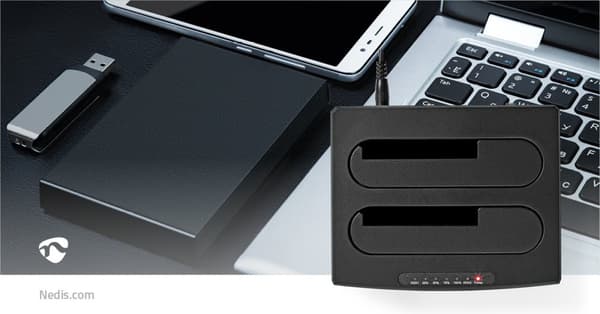 Harddisk Dockingstation | USB 3.2 Gen1 | USB Type-A | 2 Diske | 2.5 / 3.5 " | USB 3.2 Gen1 | Docking | Desktop