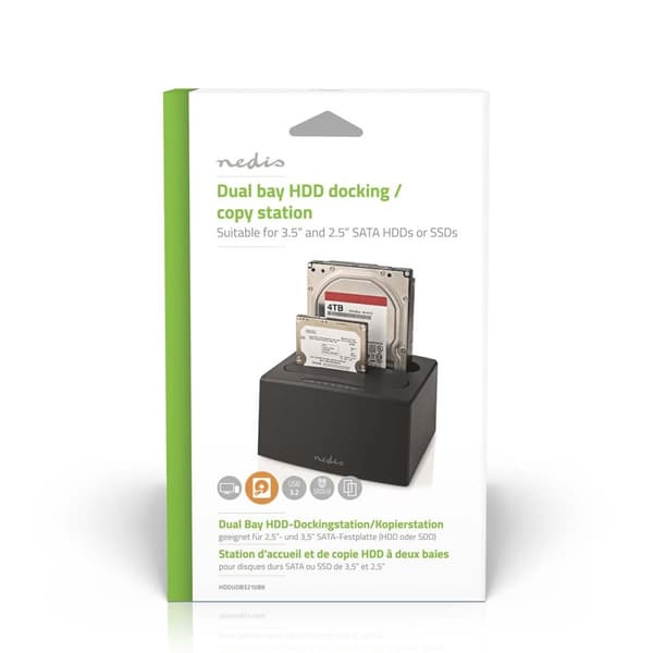 Harddisk Dockingstation | USB 3.2 Gen1 | USB Type-A | 2 Diske | 2.5 / 3.5 " | USB 3.2 Gen1 | Docking | Desktop