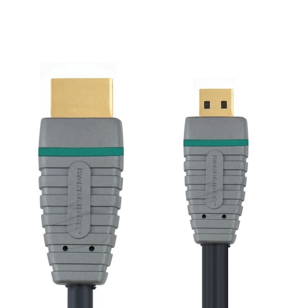 High Speed HDMI Kabel med Ethernet HDMI Kontakt - HDMI Micro Hane 2.00 m Blå