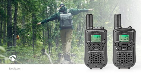 Walkie-talkie Set | 2 Håndsæt | Op til 5 km | Frekvens kanaler: 8 | PTT / VOX | Op til 2.5 Time | Sort