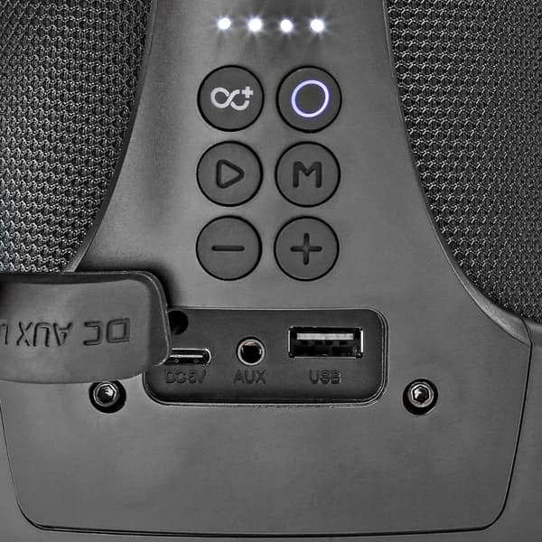 Bluetooth® Party Boombox | 6 timer | 2.0 | 50 W | Media avspilling: AUX / USB | IPX5 | Linkable | Bære håndtak | Party lys | Sort