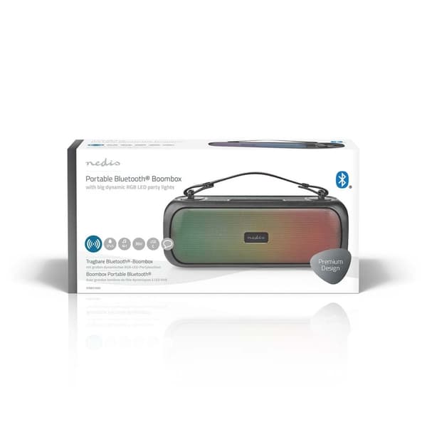 Bluetooth® Party Boombox | 4.5 timmar | 2.0 | 45 W | Uppspelning av media: AUX / USB | IPX5 | Synkroniseringsbar | Bärhandtag | Festljus | Svart