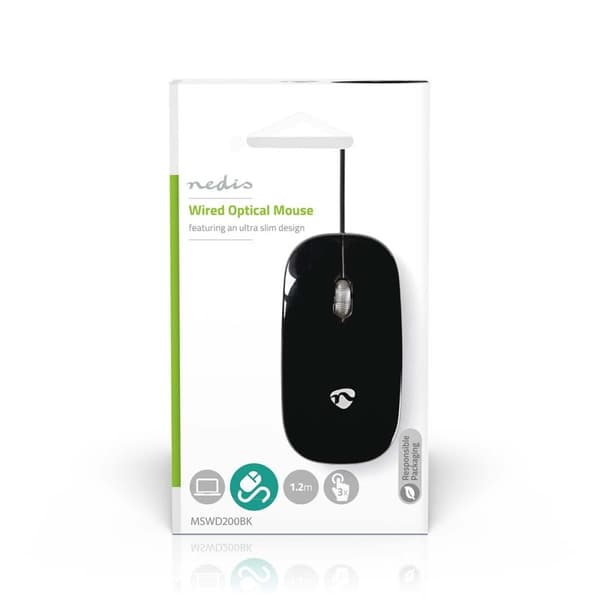 Wired Mouse | DPI: 1000 dpi | Antall knapper: 3 | Both Handed | 1.20 m