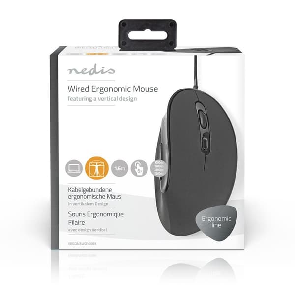 Wired Mouse | DPI: 1200 / 1800 / 2400 / 3600 dpi | Justerbar DPI | Antall knapper: 6 | Programmerbare knapper | Right-Handed | 1.60 m