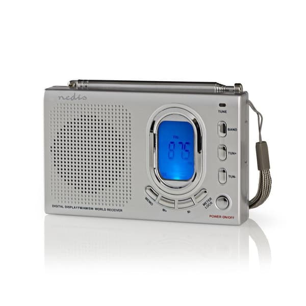 World Radio | Bærbar design | AM / FM / SW | Batteri drevet / Nettstrøm drevet | Digitalt | 1.5 W | Hodetelefonutgang | Vekkeklokke | Sleep timer | Gr