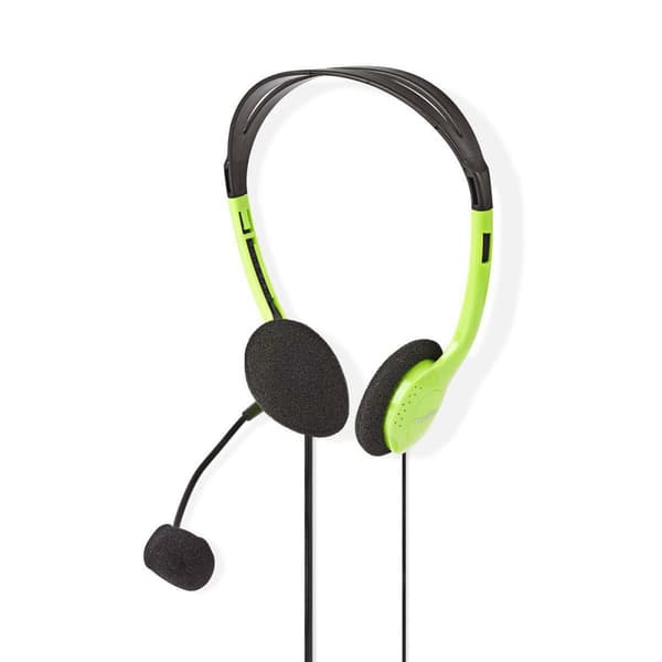 PC headset | On-Ear | Stereo | 2x 3.5 mm | Vikbara Mikrofon | Grön